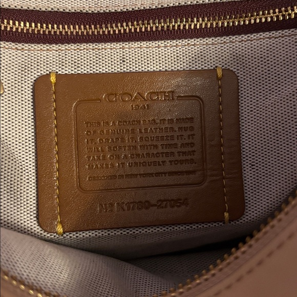 COACH Rogue Colorblock 27054 Beige and Burgundy Leather Purse - Picture 4 of 10